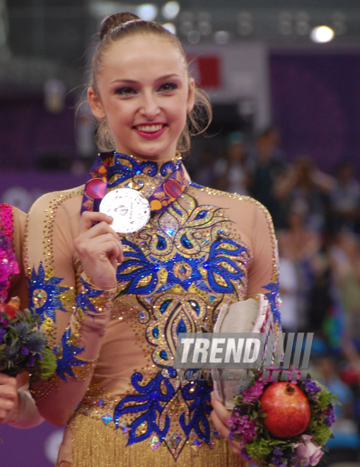 Azərbaycan gimnastı Marina Durunda Avropa Oyunlarında gümüş medal qazandı. Bakı, Azərbaycan, 21 iyun 2015 